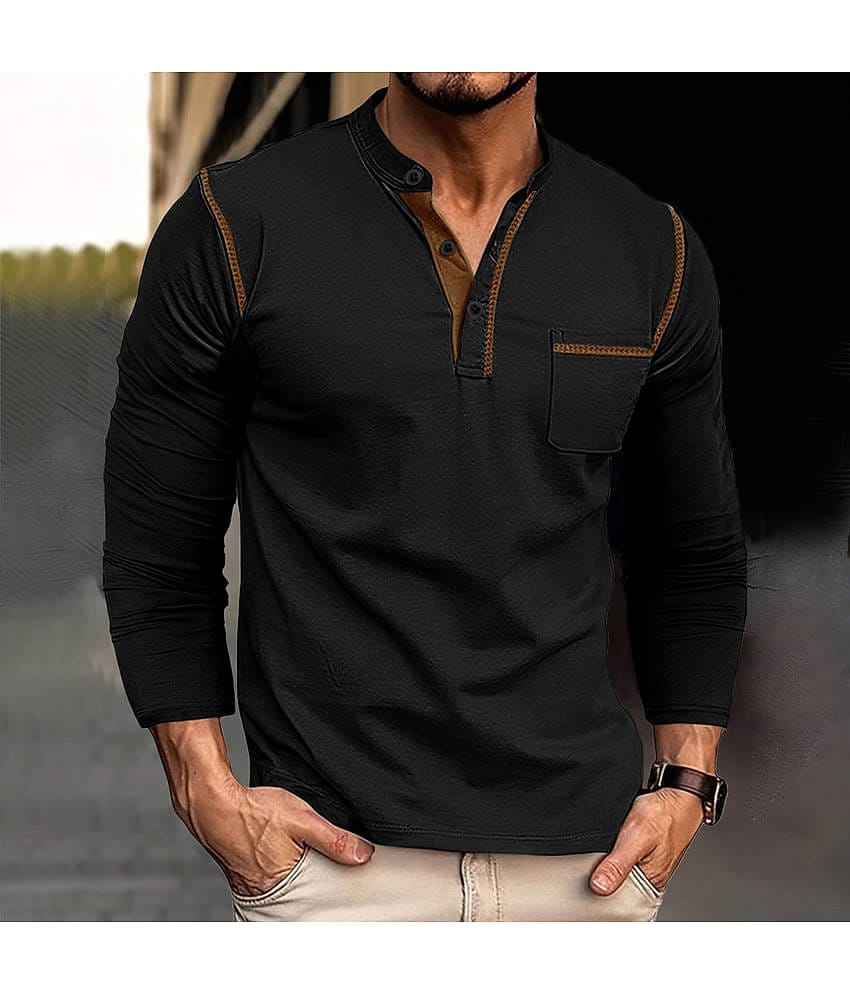 Eyebogler Men Cotton Blend Regular Fit Solid T-Shirt ( Black )