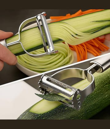 KRAMOX -in-1 Julienne & Vegetable Peeler – Stainless Steel Multipurpose Slicer, Fruit & Veggie Cutter, Adjustable Kitchen Tool for Salad, Potato, Noodles – Medium