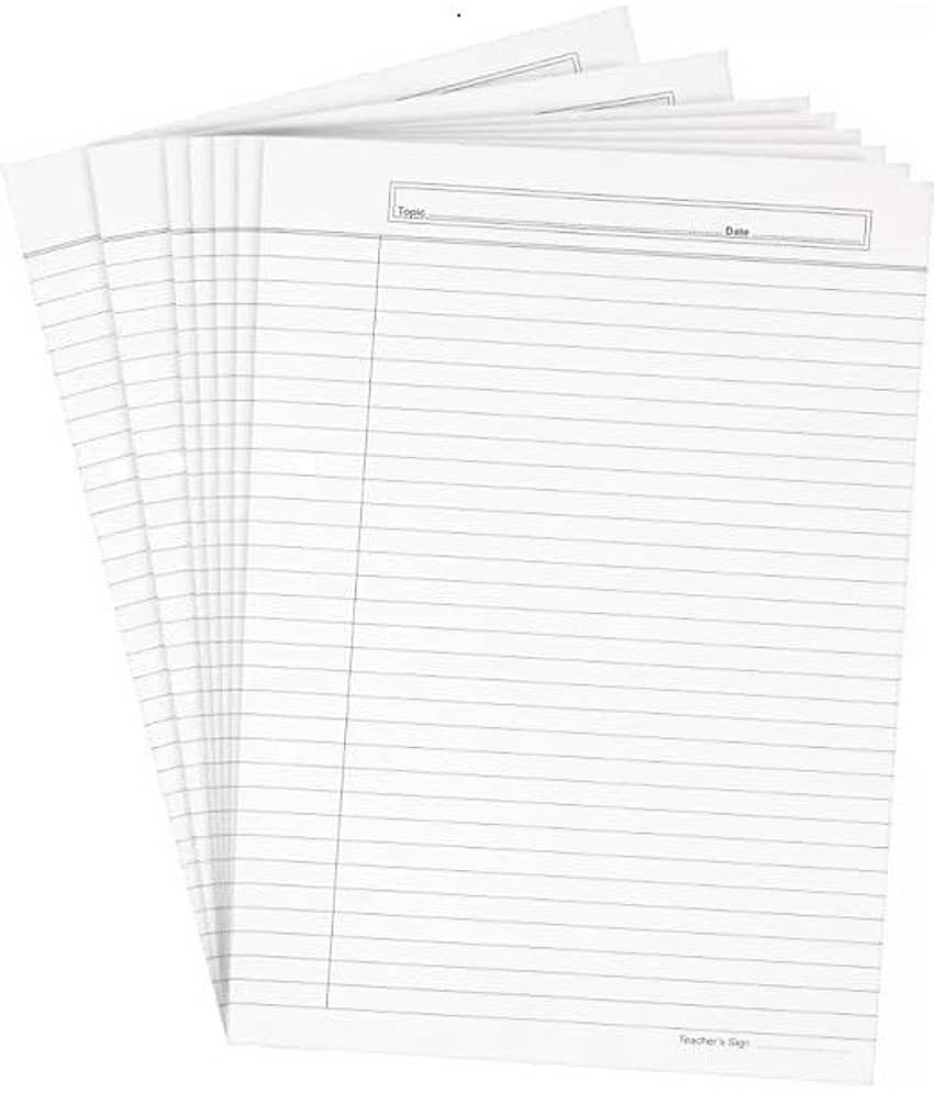 A4 Size one Side Ruled White Sheet (Pack of 100 sheets) for Project/Assignment/Practical/Homework(OSR -100 White Sheet)