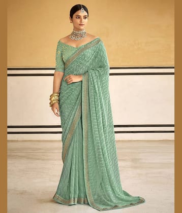 Samah Chiffon Printed Bandhani Sarees With Unstitched Blouse Piece ( Multicolor 2 )