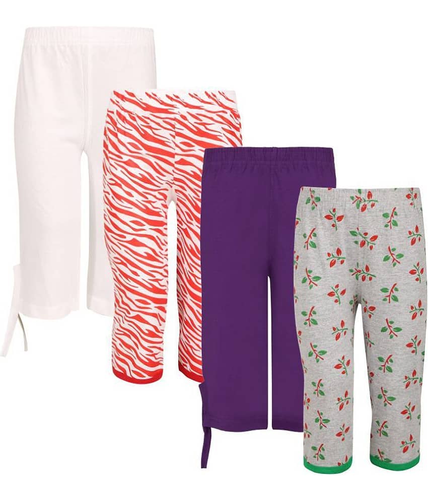 Sini Mini Pack of 4 Girls Cotton Capris ( Multicolor )