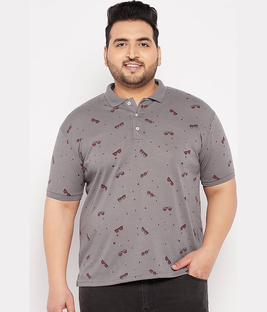 The Million Club Pack of 1 Cotton Blend Regular Fit Printed Half Sleeves Men's Polo T Shirt ( Grey )