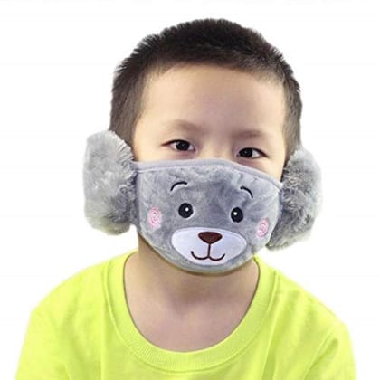 Kid's Mouth Mask Warm Earmuffs Half Face Mask Mouth Cover,(6 Years to 16 Years) for Winter Designs may vary (pack of 1) |