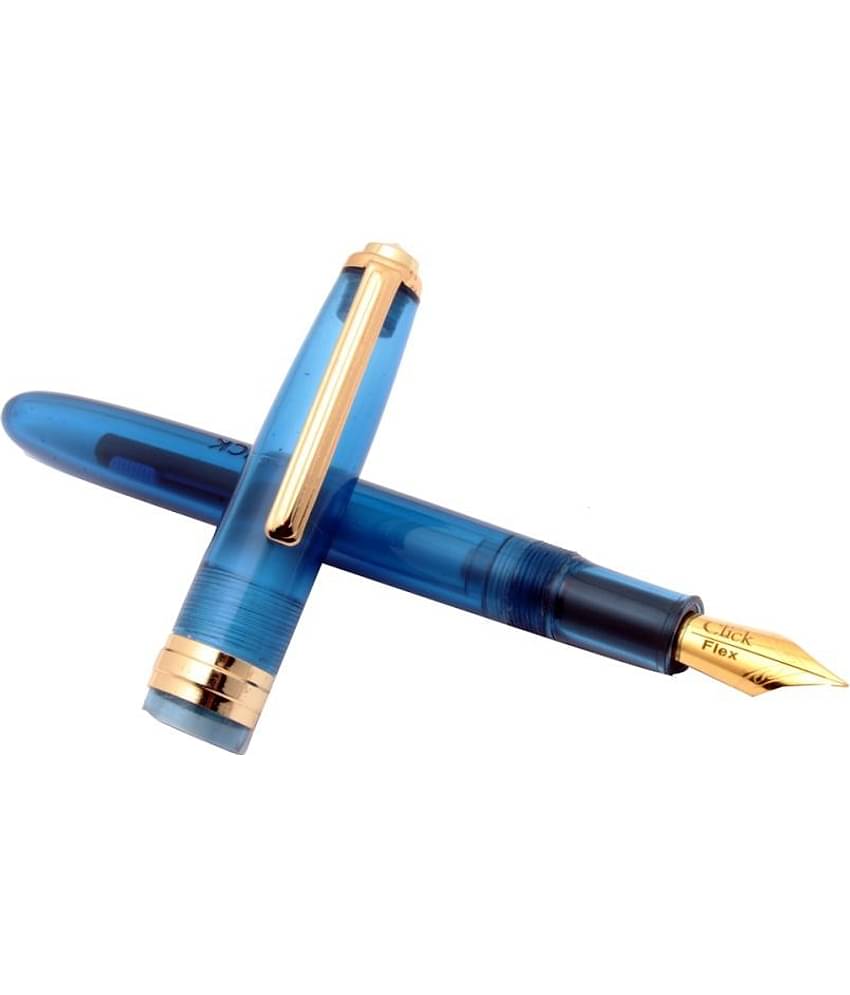 Srpc Click Falcon Demonstrator Fountain Pen Flex Nib With Golden Trims New Sky Blue