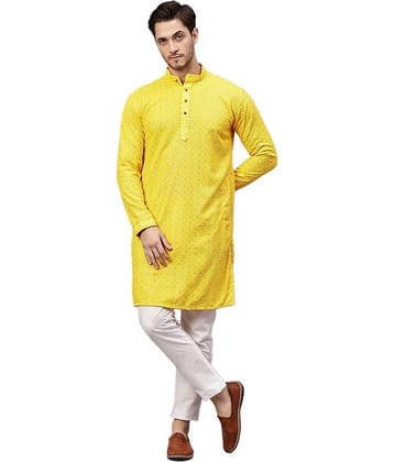 FIREFISH Blue Sequin Regular Fit Men's Kurta Pyjama Set ( Pack of 1 )