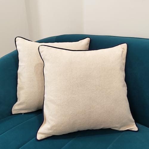 PREETIER Throw Cushion Covers Premium Cotton Square Pillow Cover Pillowcases (Pack of 2) (Rustic Charm, 16 x 16)
