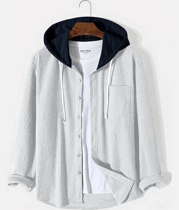 Eyebogler Cotton Blend Regular Fit Solids Full Sleeves Men's Casual Shirt - White ( Pack of 1 )