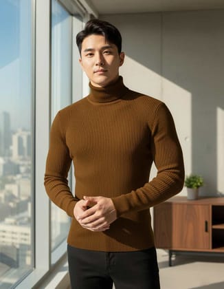 Fashion Point Brown Highneck for Men