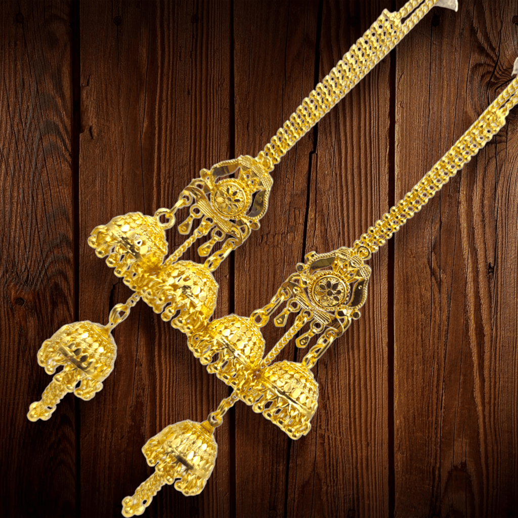 Exclusive Handmade Multilayer Gold Chandelier Earrings | One Gram Gold-Plated Jewelry for Weddings and Special Occasions