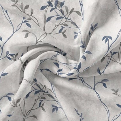 Leaves Vines Over Dusty Grey Base Digital Printed Fabric