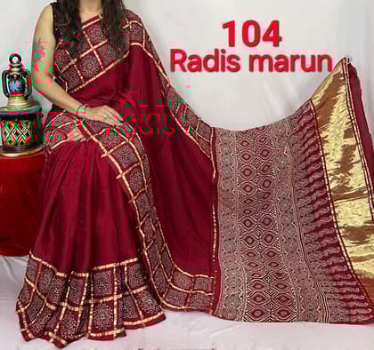 Ajrakh Print Modal Silk Style 61-Ajrakh Print