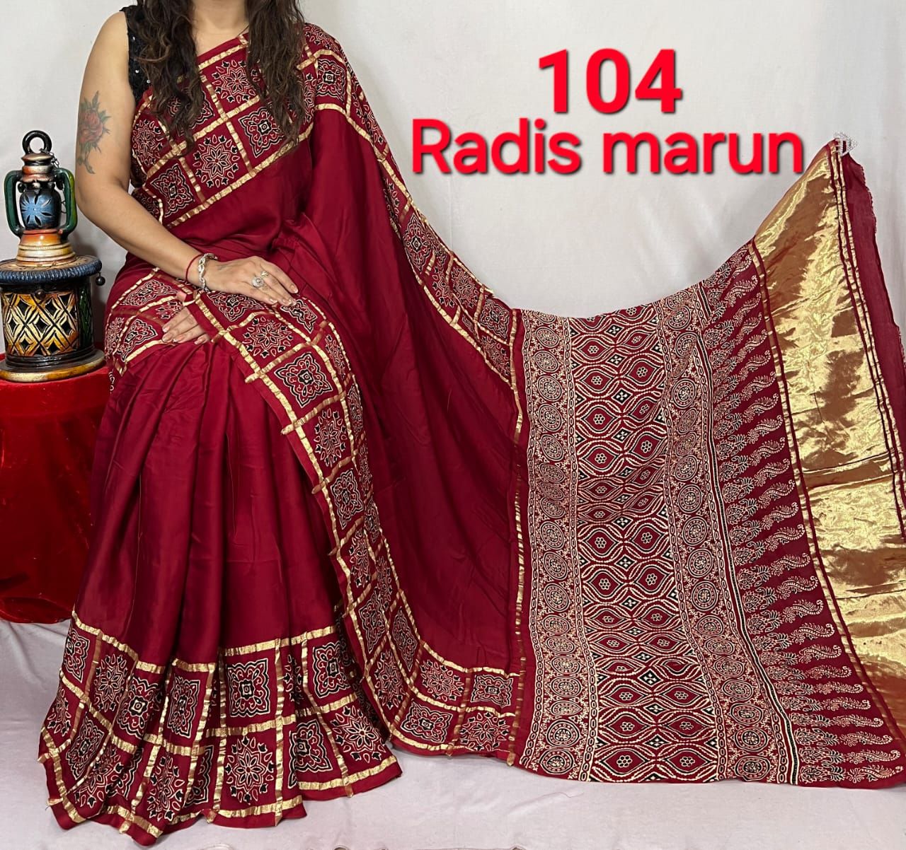 Ajrakh Print Modal Silk Style 61-Ajrakh Print