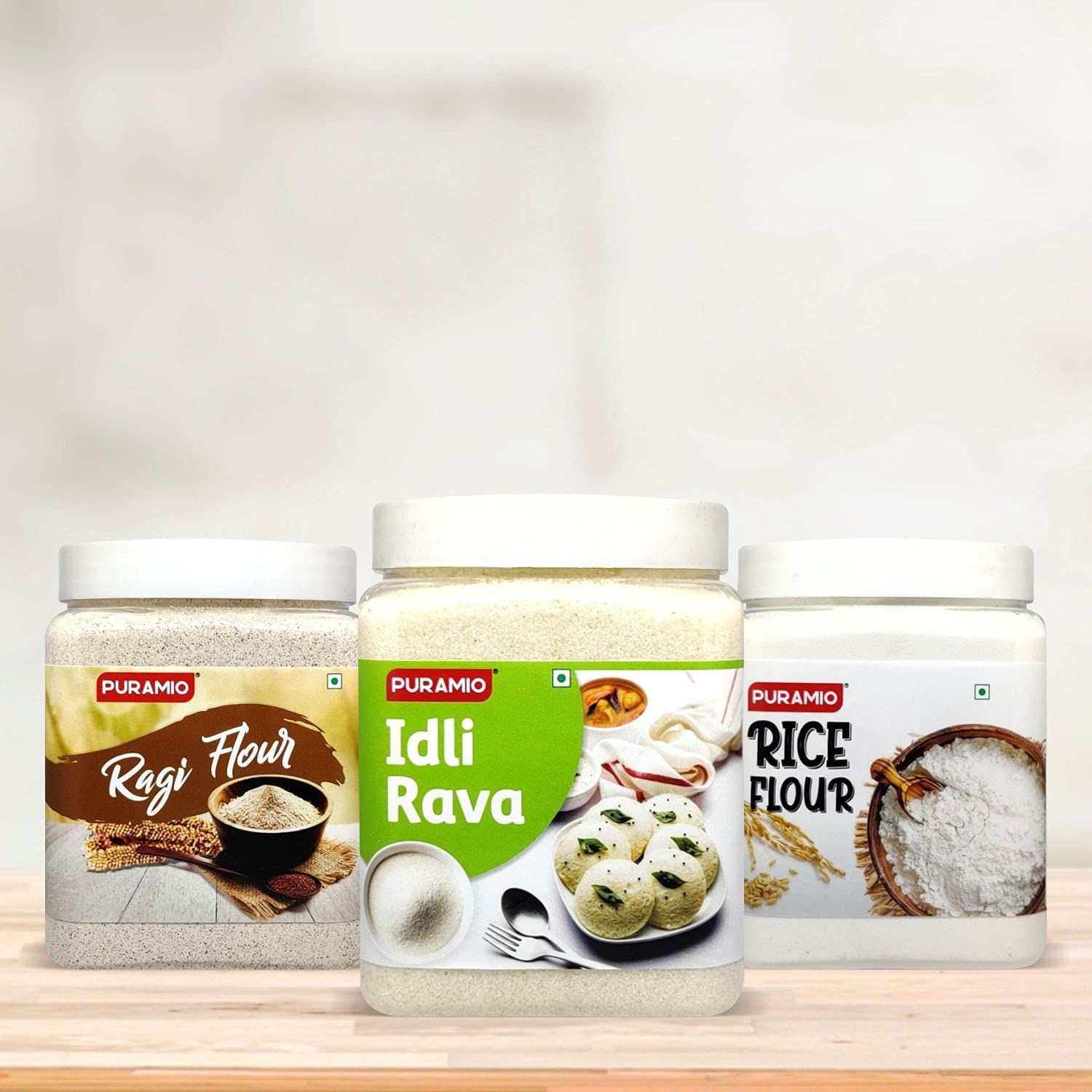Puramio Combo Pack of (Ragi Flour, Rice Flour & Idli Rava) 800 gm Each - Pack of 3
