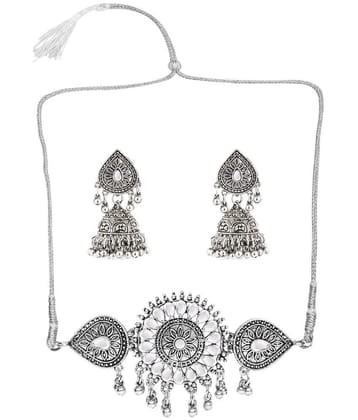 Sunhari Jewels Silver German Necklace Set ( Pack of 1 ) - Silver