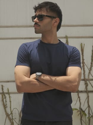Basic Slim Fit T-shirt - Blackberry Navy-X-Large
