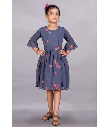 Apnisha Georgette A-line Dress For Girls ( Pack of 1 , Grey )