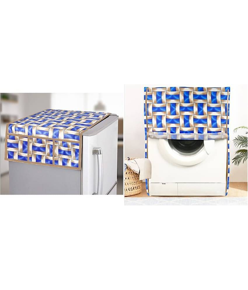 E-Retailer Set of 2 Polyester Blue Washing Machine Cover for Universal Front Load
