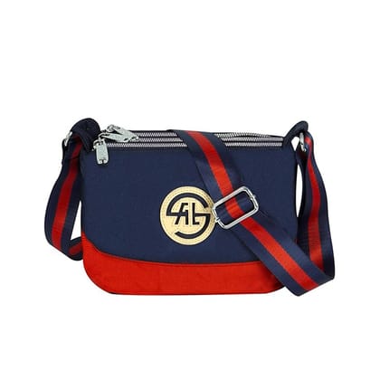 Storite Women's Lightweight Nylon Crossbody Bag, Adjustable Strap - Red-Blue, 24.5cm x 15cm x 10.5cm