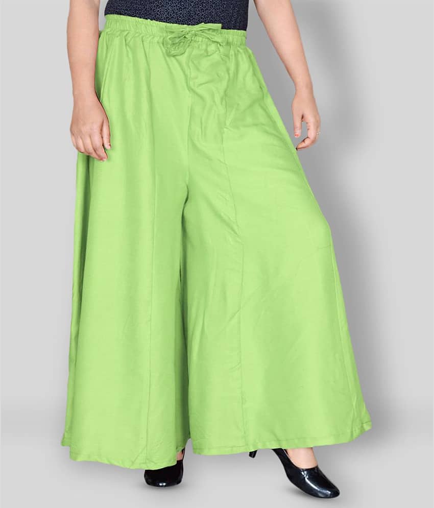 Sttoffa - Green Rayon Flared Women's Palazzos ( Pack of 1 )