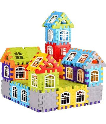 FRATELLI Building Blocks for Kids - Certified European Safety Standards 90 Pcs Mega Jumbo Happy Home House Building Blocks with Attractive Windows and Smooth Rounded Edges
