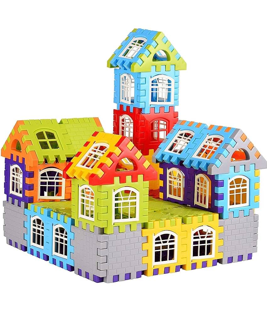 FRATELLI Building Blocks for Kids - Certified European Safety Standards 90 Pcs Mega Jumbo Happy Home House Building Blocks with Attractive Windows and Smooth Rounded Edges