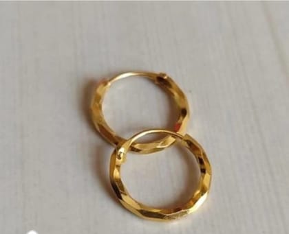 Gold Plated Brass Cutwork Small &Cute Fashion Hoop Bali for Girl Women Pack of 1