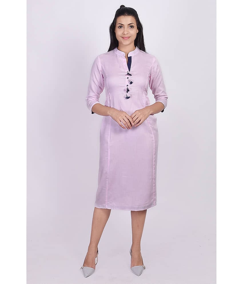 FabbibaPrints - Pink Rayon Women's Straight Kurti ( Pack of 1 )