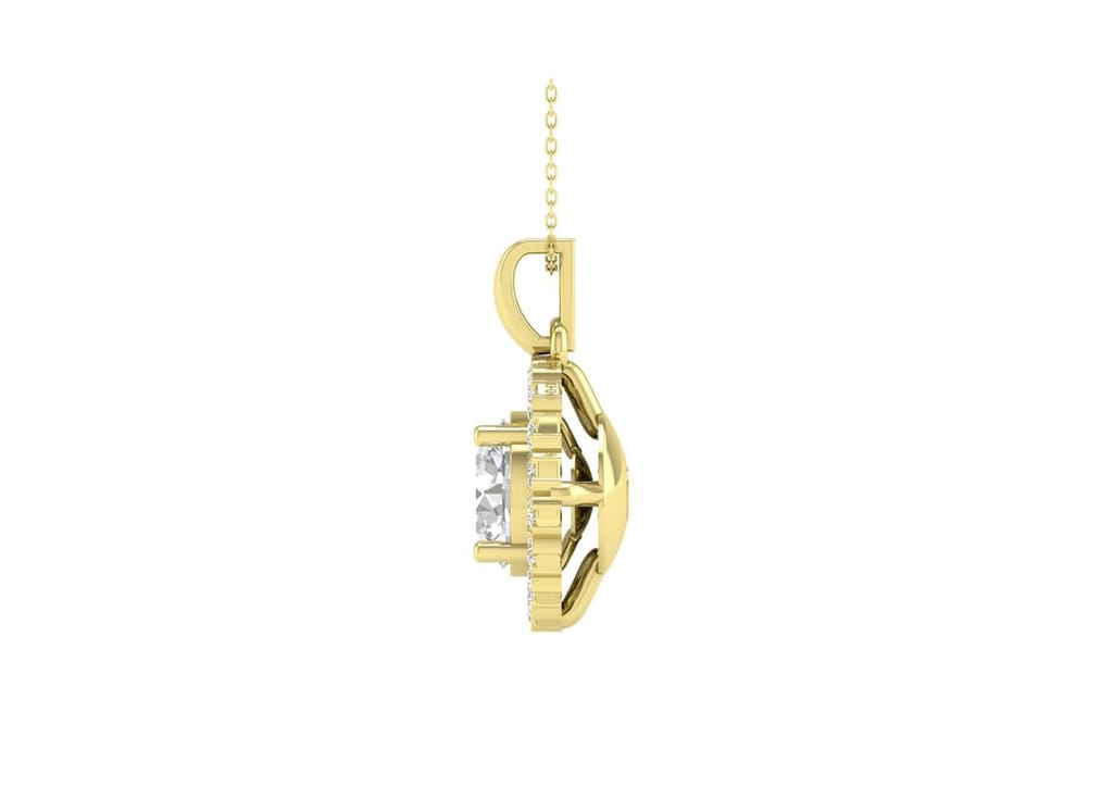 Round Halo Solitaire Necklace