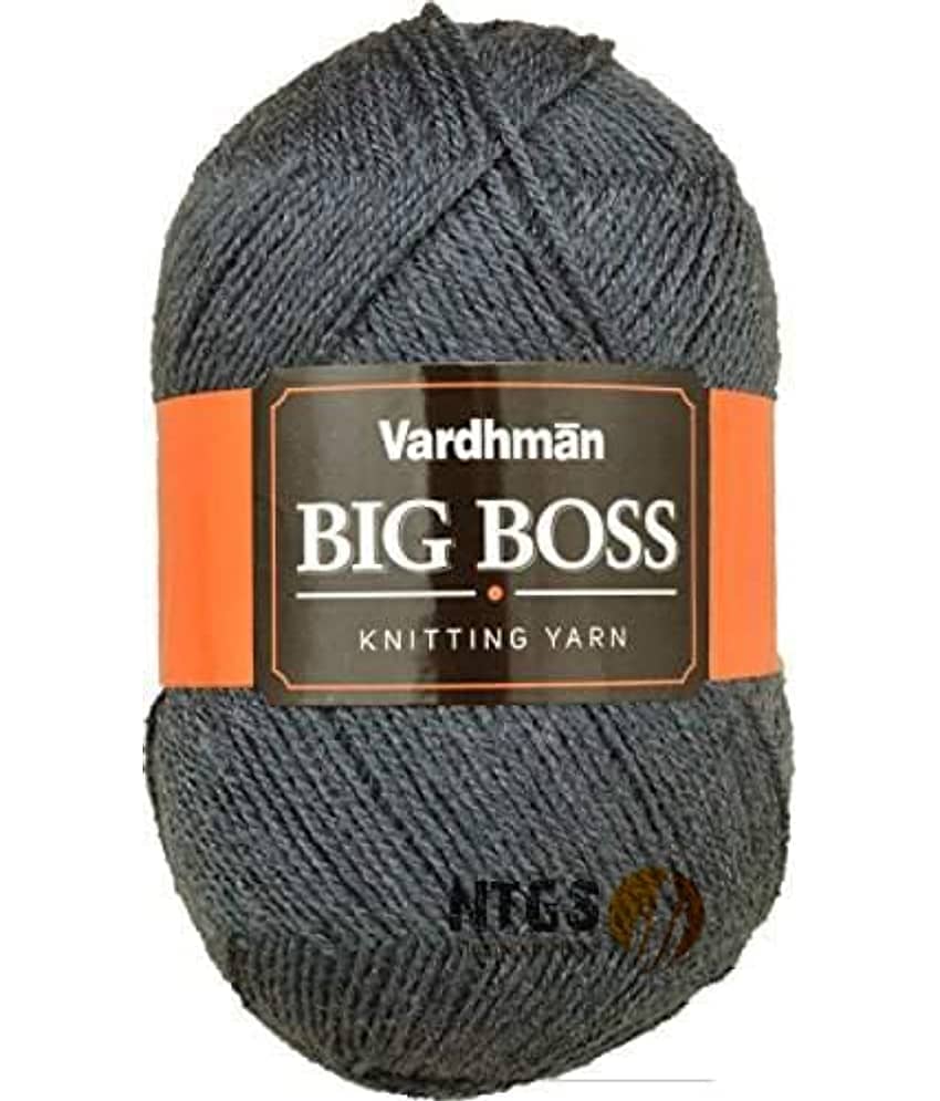 NTGS Vardhman Big boss Wool Hand Knitting Soft Fingering crochetyarn/Thread Mouse grey400gm Shade no-30