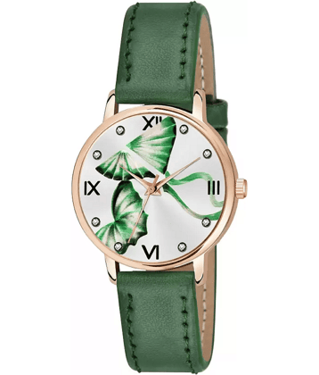 AQUA BLISS - Green Leather Analog Womens Watch