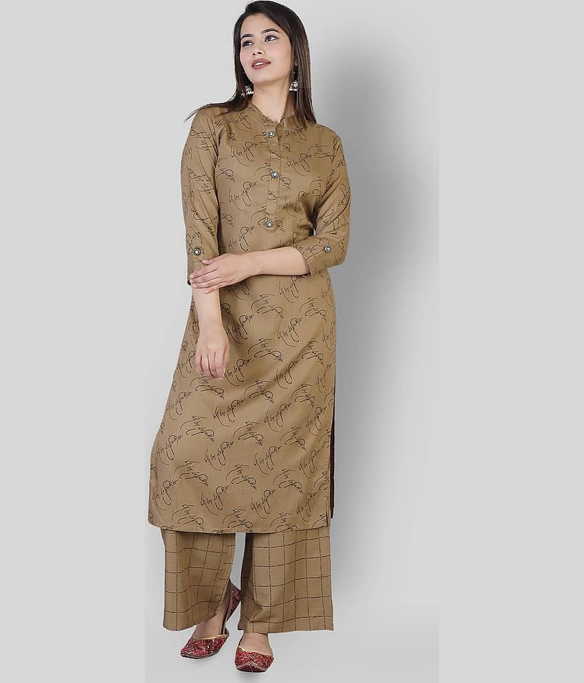 JC4U - Brown Straight Rayon Women's Stitched Salwar Suit ( Pack of 1 )