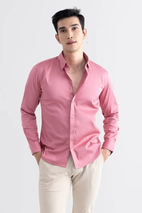 "Velvet Blush: Dark Pink Full Sleeve Shirt in Popcorn Material by Glamastitch"-S