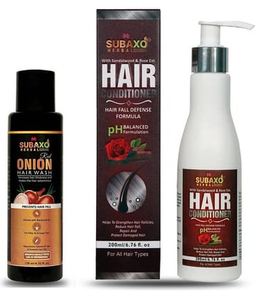 Herbal Red Onion Hair Wash- A Premium Shampoo | Prevents Hair Fall | Hair Growth |-120 Ml & Hair Conditioner | Hair Defence |-200 ml | Women, Men, Boys & Girls|