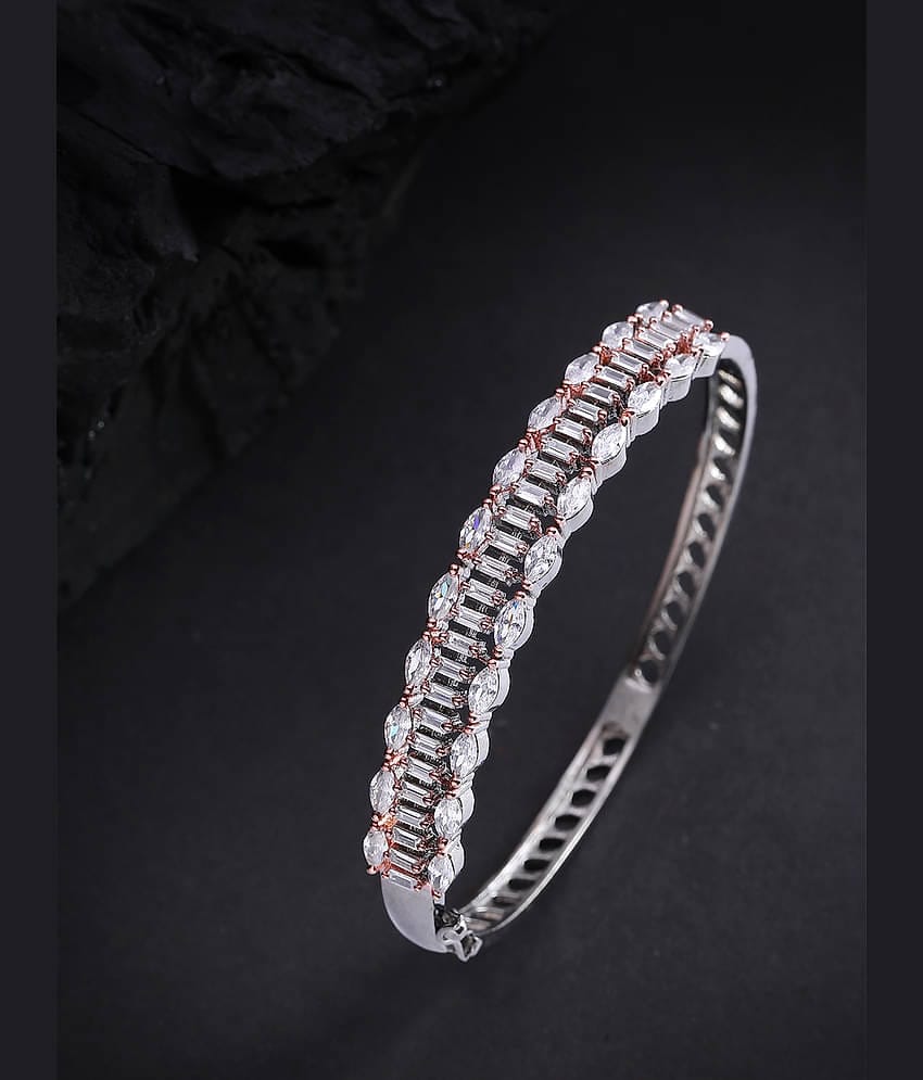 Priyaasi Beautiful American Diamond Rhodium-Plated Bracelet for Women