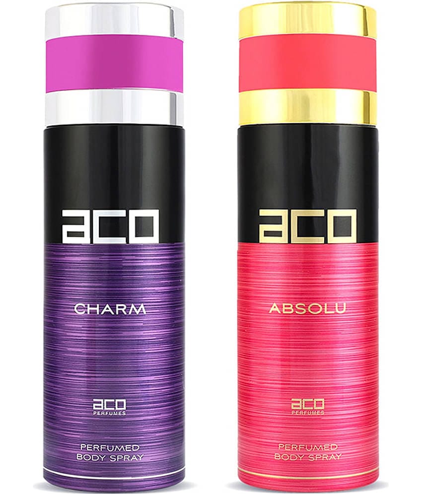 Aco Set of 2 Deodorant Body Spray, Absolu and Charm For Women, 200ml Each