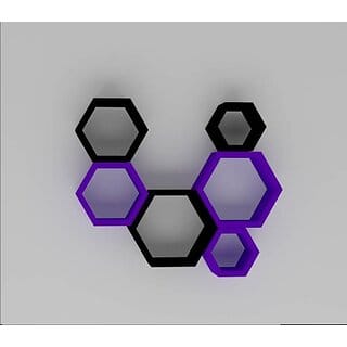 Onlinecrafts Wooden Wall Shelf Wooden Wall Shelf (Number Of Shelves - 6, Black, Purple)