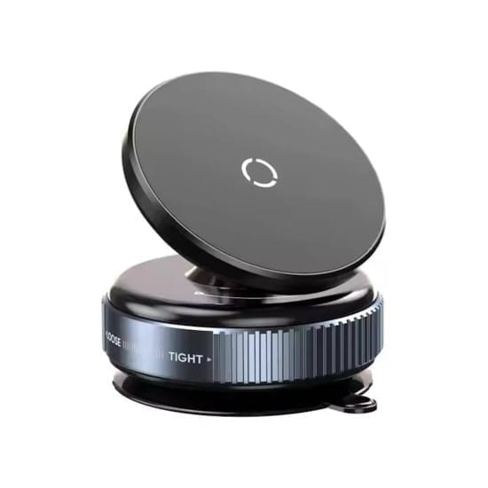 WUGO::Vacuum Magnetic Suction Cup Phone Mount with 360° Rotation | Universal Mobile Holder for Car Dashboard, Desk & Flat Surfaces | Strong Magnetic Grip & Adjustable Stand (Original Quality)