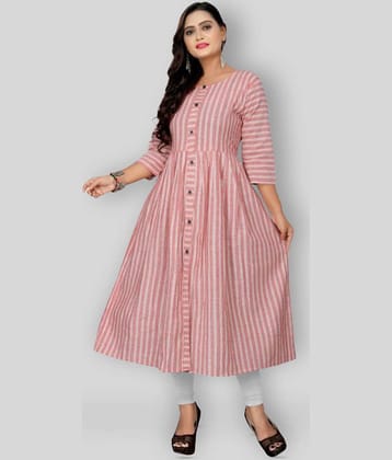 Rangrasiya - Pink Cotton Women's Front Slit Kurti ( Pack of 1 )