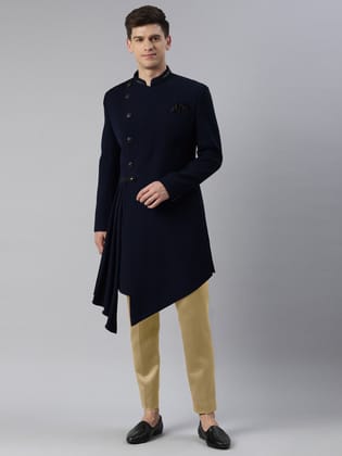 Blue Drape Indowestern-Made To Measure / Indo Pant Set
