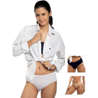 Ashleyandalvis Bamboo Micro Modal, Anti Bacterial, Skinny Soft, Premium Hipster Women Hipster White, Dark Blue, Beige Panty (Pack Of 3 )
