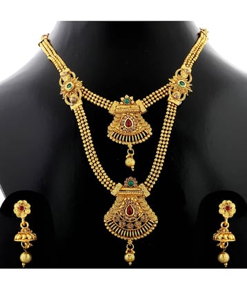 Silver Shine Alloy Golden Choker Gold Plated Necklaces Set