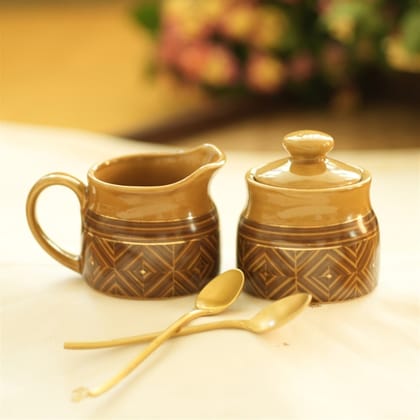 BARMER MILK POT & SUGAR POT-YELLOW / CERAMIC / 1 MILK POT 1 SUGAR POT
