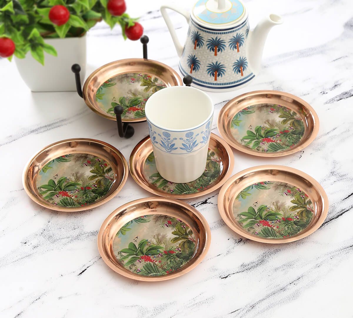 India Circus Tropical View Coaster Set Of 6