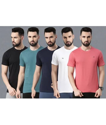 Force NXT Pack of 5 100% Cotton Regular Fit Men's T-Shirt ( Multicolor )