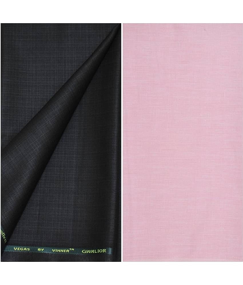 KUNDAN SULZ GWALIOR Pink Cotton Blend Unstitched Shirts & Trousers ( 1 Pant & 1 Shirt Piece )
