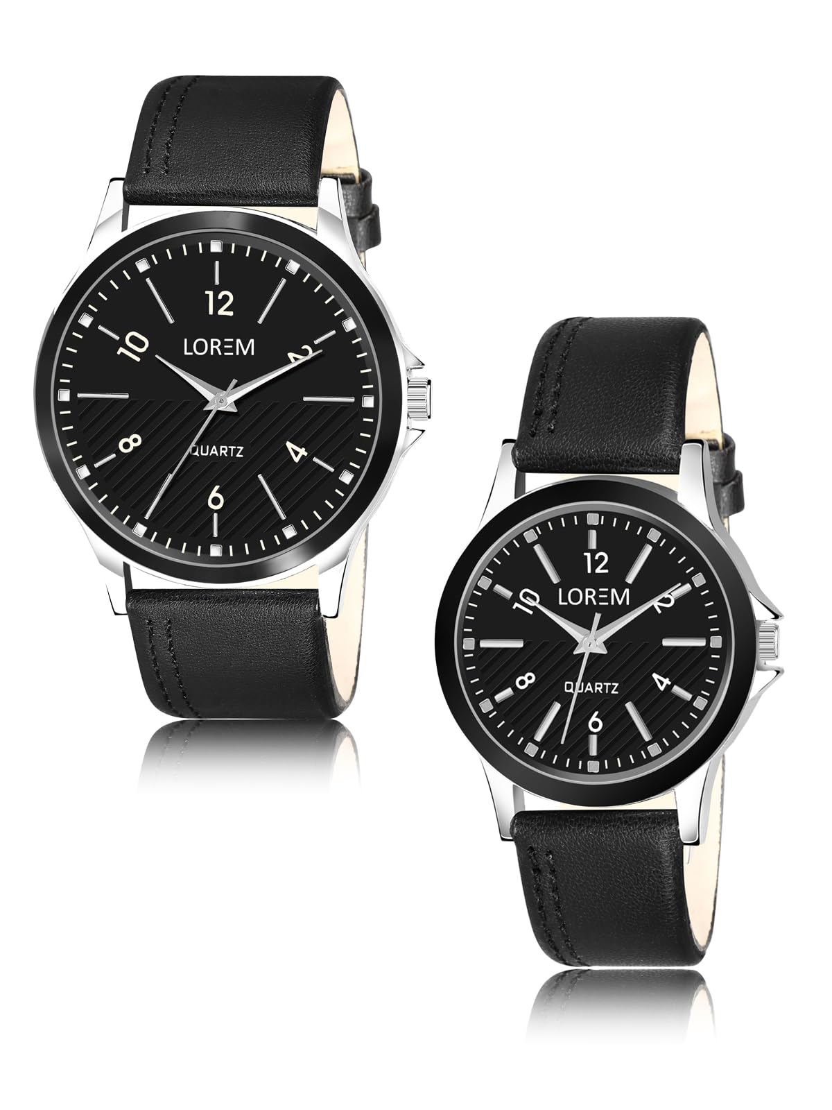 LOREM Contemporary Dial Analog Watch Set for Lovely Couple-UF