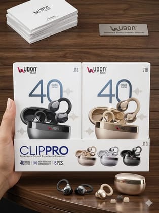 UBON J18 ClipPro Wireless Earbuds | Open-Ear Clip Bluetooth Earbuds with ENC Calling | Bluetooth 5.4 | HD Stereo Sound | Low Latency | Touch Controls | Long Battery Life | Comfortable Ergonomic Fit for Sports, Work & Daily Use (Random Color)