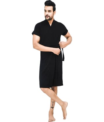 Poorak Black Free Size Bathrobe ( Pack of 1 )