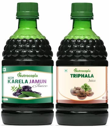 NUTROCOPIA Neem Karela Jamun & Triphala Juice For Diabetic Care Pack of 2 of 400 ML(800 ML)