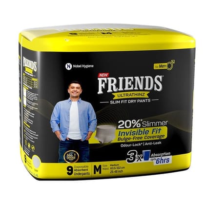 Friends UltraThinz Slim Fit Dry Pants for Men Pack Of 9-Medium